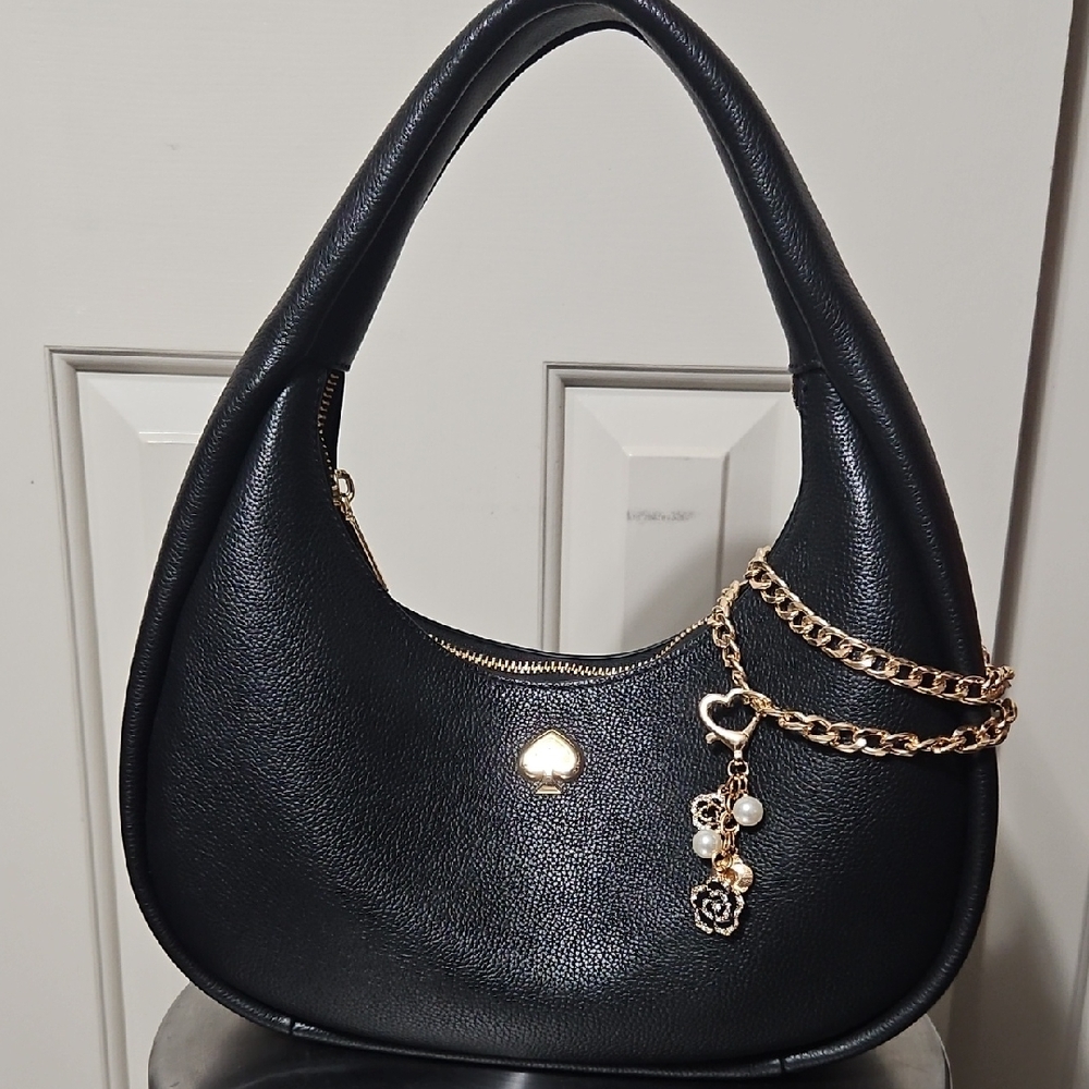Kate Spade NWOT Cressent Black Shoulder Bag with Unbranded Gold Chain